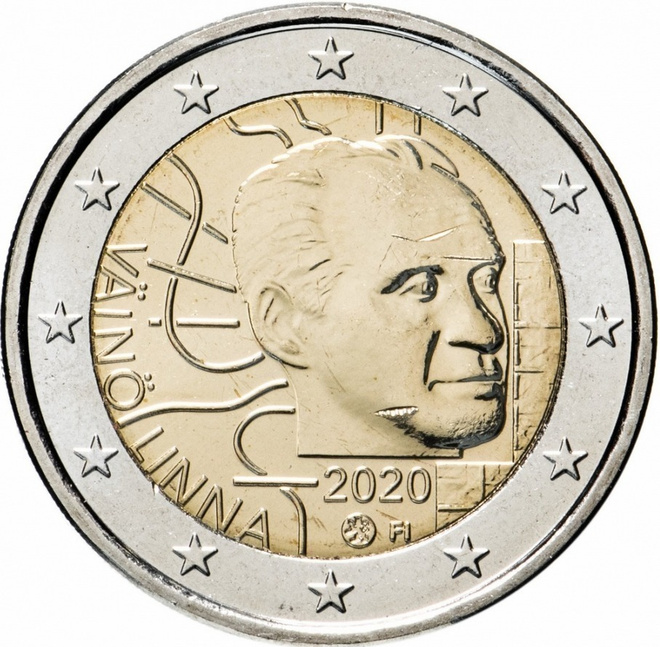 ** SUOMI 2€ 2020 Väinö Linna UNC pillerissä **