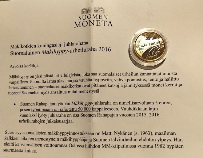 5€ mäkihyppu urheiluraha