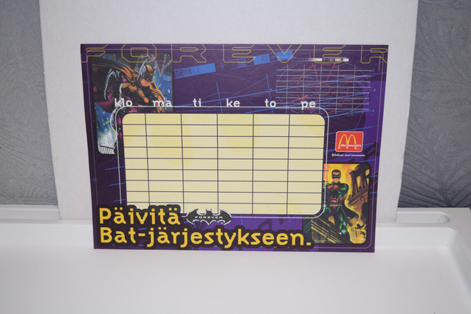 lukujärjestys Mcdonalds Batman forever