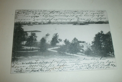 Helsinki, Korkeasaari, rantaa, väkeä, laiva, mv pk, p. 1903