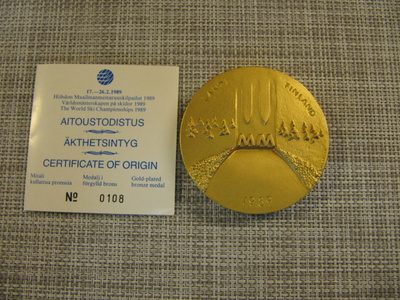 Hiihdon Maailmanmestaruuskilpailut 1989 mitali /M.Koskela .