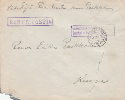 1939, Kirje Kenttäpostia, Kenttäpostikonttori 7