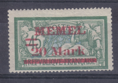 Saksa reich Memel 1921 Mi 39 pientä liimavikaa