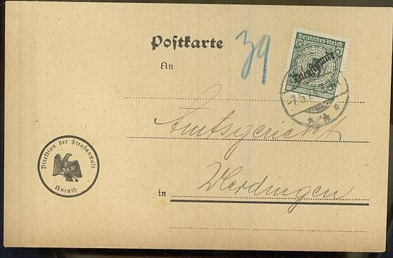 Saksa Dienst Mi 100 postikortilla