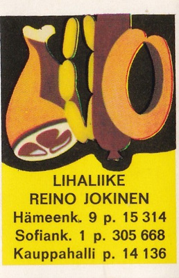 Lihaliike Reino Jokinen , Hämeenk. 9, Sofiank.1  3/10