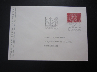 FDC 1958 Jyväskylän lyseo 100 vuotta
