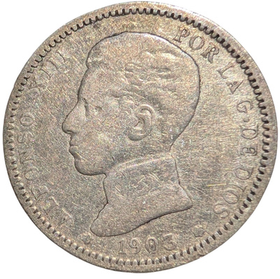 Espanja 1 Peseta 1903 hopeaa