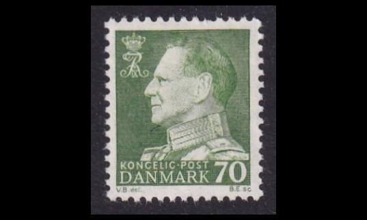 Tanska 396 ** Frederik IX 70 öre (1961)