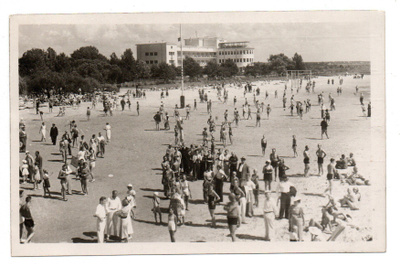Vanha kortti, Viro, Pärnu, ranta ja Rannahotell, v. 1938