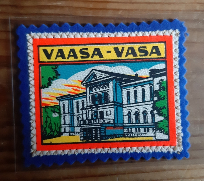 Vaasa-Vasa vintage kangasmerkki