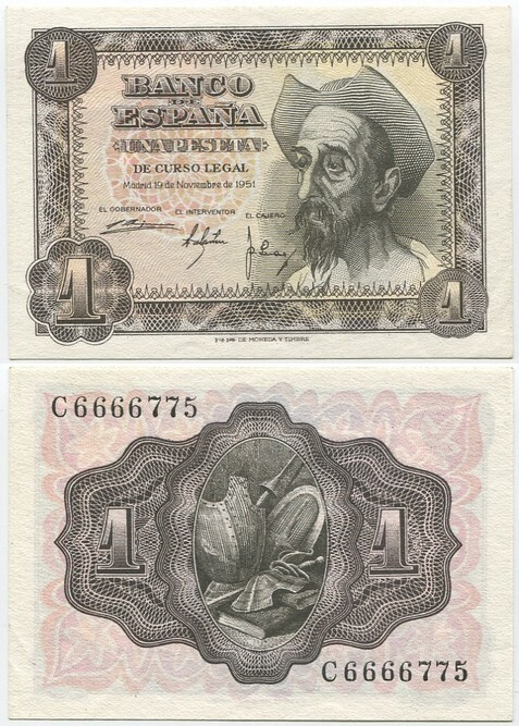 Espanja Spain 1 Peseta 1951 (P-139) AU/UNC