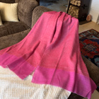 Pinkki / vaaleanpunainen kuviollinen villa hartiahuivi - pikkukuva 1