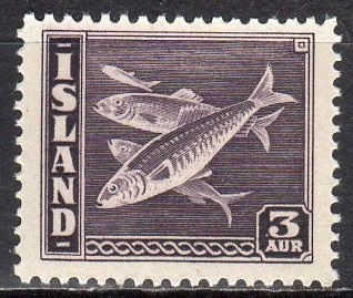 (SA0571) ICELAND, 1939 (Herring, 3a., dark brown violet)