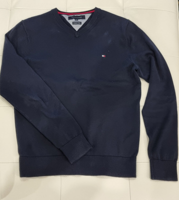 Tommy Hilfiger tummansininen laadukas neule - Koko: S