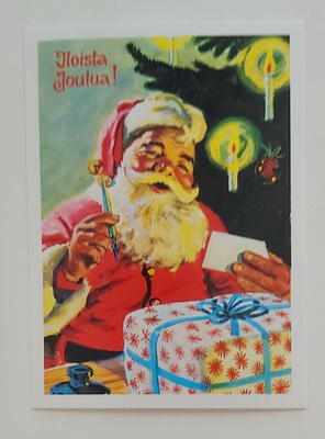 "Joulupukki paketoi lahjaa"-KULKEMATON JOULUKORTTI