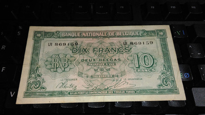 Belgium Belgia 10 Francs 1943 F+