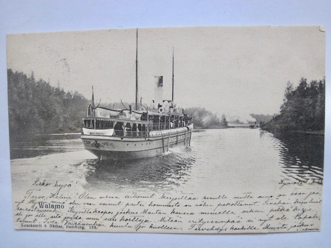 VANHA Postikortti Valamo Laiva Valaam 1903