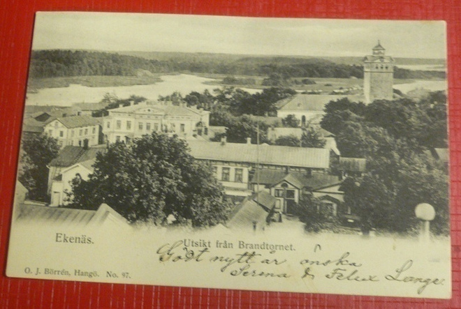 Ekenäs, Utsikt från Brandtornet  1904  Postivaunuleima (K8)