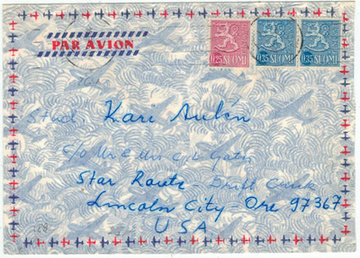 M63 1965 lentokirje USAhan