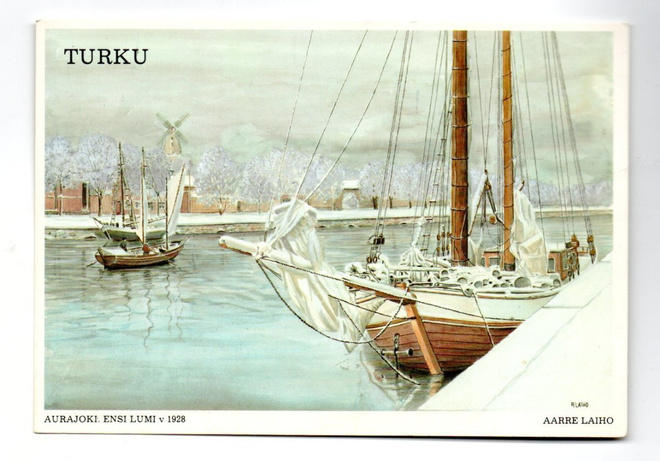 Turku Aurajoki, ensi lumi v.1928 (Aarre Laiho)
