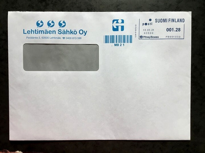 Lehtimäen Sähkö Oy Kirjekuori v. 2021