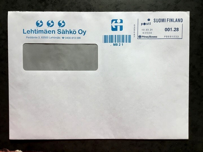 Lehtimäen Sähkö Oy Kirjekuori v. 2021