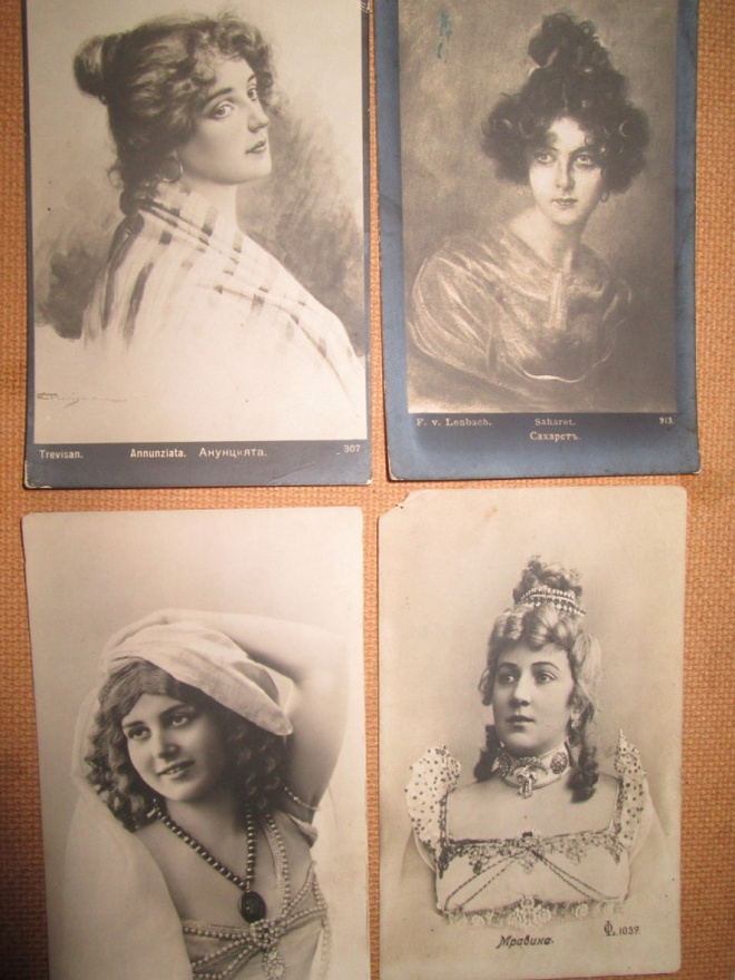neljä vintage  valokuvakorttia1900-luku alku