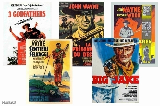 JOHN WAYNE -- juliste setti A4 x 5 (mm. UPEA lahja !!!) #1