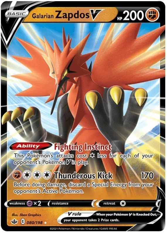 Galarian Zapdos V 080/198 - Chilling Reign - NM/M