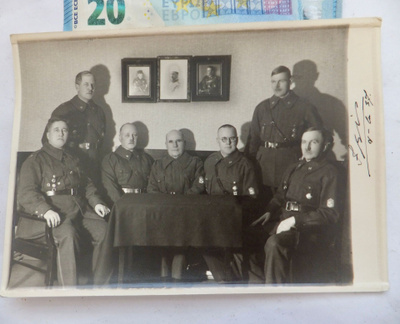 VANHA Valokuva Suojeluskunta Esiupseerit KIVAT Merkit 1937