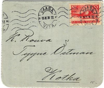 POSTILÄHETYS KIRJEKORTTI VAASA-KOTKA