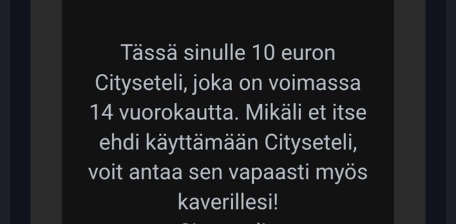 Cityseteli Pakuovelle.com lahjakortti 10e