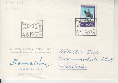 FDC 1967 Mannerheim.
