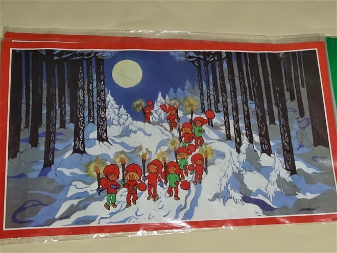 Retro paperinen joulutaulu 70 cm x 40 cm