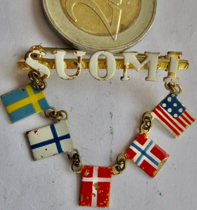 VANHA Merkki Suomi ym Lippu Liput Kaunis