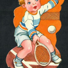PZB 1291 - Poika pelaa tennistä - ISO kuva 1950-luvulta - pikkukuva 1