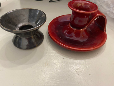 Kupittaan savi kynttilänjalka 2kpl