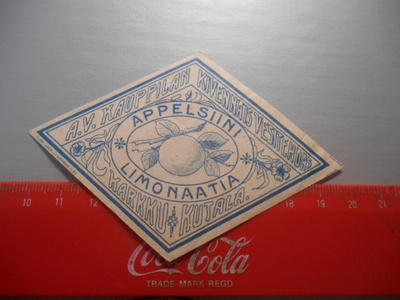 Appelsiini Limonaatia A.V.Kauppilan Kivennäisvesitehdas Kark