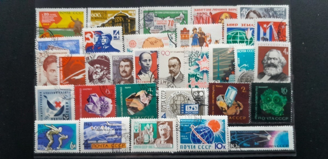 CCCP NEUVOSTOLIITTO 60-luku LEIMATTUJA postimerkkejä 32 kpl