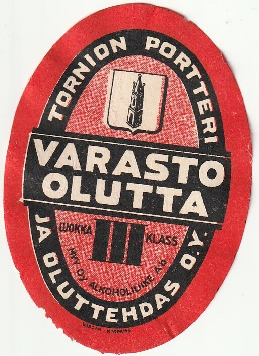 JUOMA ETIKETTI -  TORNION PORTTERI VARASTO OLUTTA  (K15-S79)