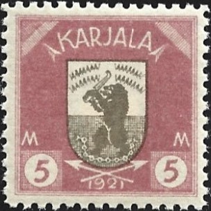 1922 Karjala 5 mk lilanpunainen/harmaa ** LaPe K 11 B