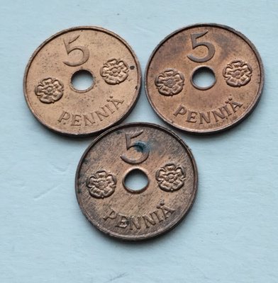 5 penniä vuodet -41,-42,-43