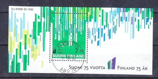 1992 suomi 75 vuotta blokki loistoleimalla.