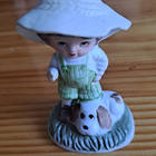Poika ja koira, keramiikka figuuri vintage - pikkukuva 2