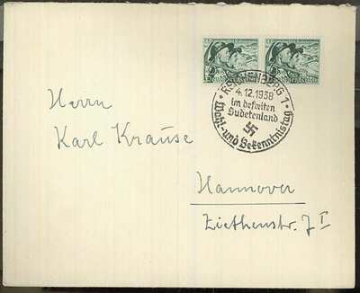 Saksa Mi 684 pari kirjeellä - Reichenberg im befreiten Sudet