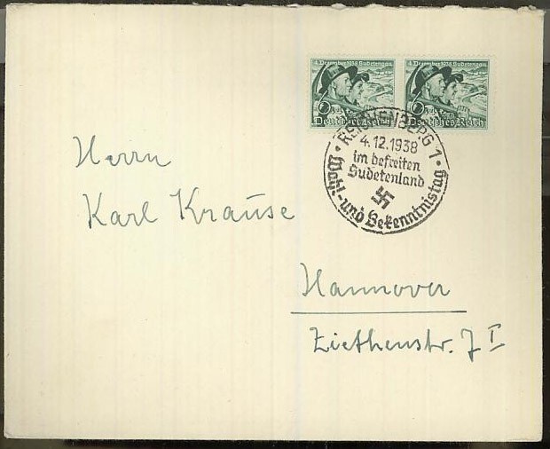 Saksa Mi 684 pari kirjeellä - Reichenberg im befreiten Sudet