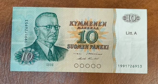 10 markkaa v. 1980 Litt. A, 1991... korvaava