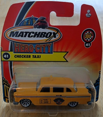 Checker Yellow Cab Taxi Saloon 4 door -71 Matchbox Hero 1:64