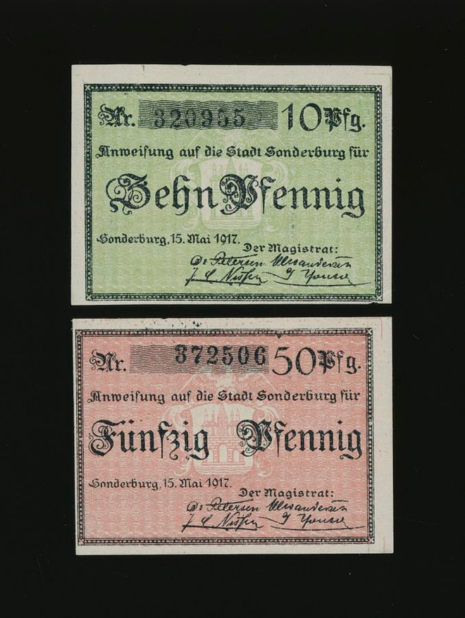 Saksa Notgeld 10, 50 Pfg, Sonderburg 15.5.1917