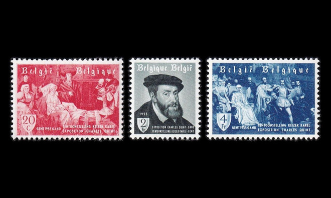Belgia 1013-5 ** Näyttely Kaarle V (1955)